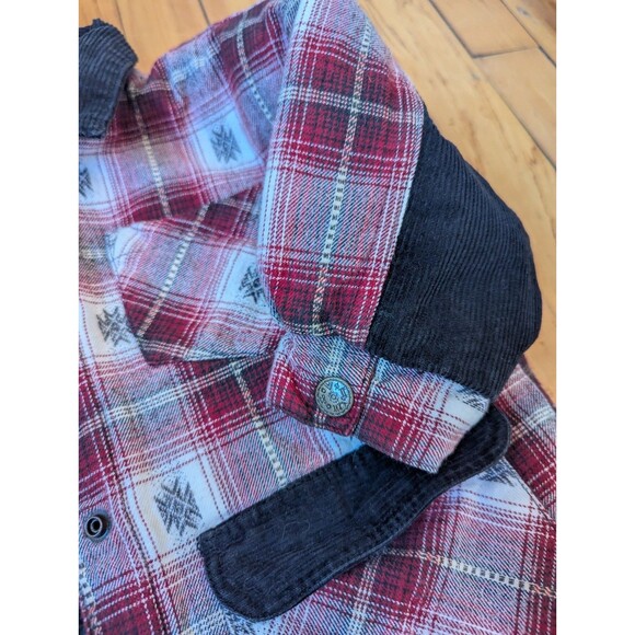 Vintage 90s Circo 2T Plaid Flannel Toddler Jacket Corduroy Collar Barn Coat Red - Picture 7 of 9